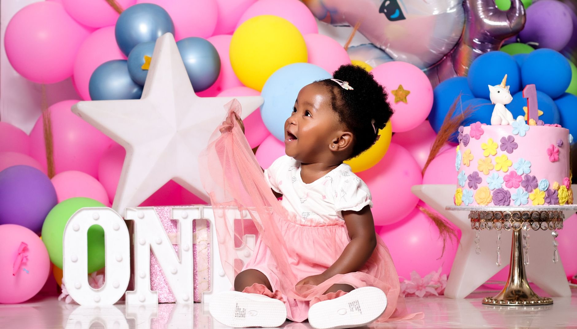 Adorable celebration scene with colorful balloons perfect for princess birthdays
